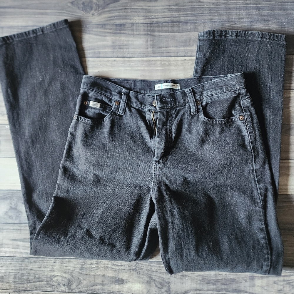 Lee Brand Size 6 Black Straight Leg Jeans